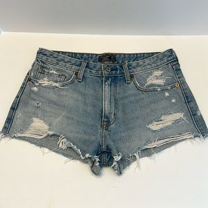 Abercrombie and Fitch distressed jean shorts.